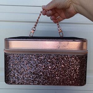 VINTAGE RARE VICTORIA’S SECRET PINK SEQUIN VANITY MAKEUP TRAIN CASE BAG TRAVEL